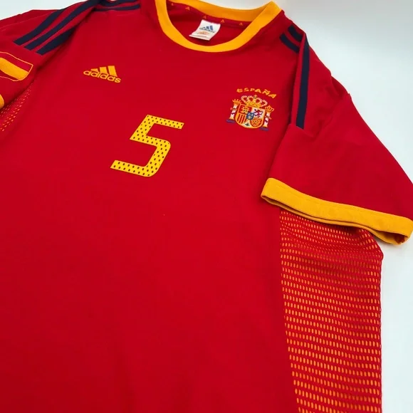 Puyol #5 Spain 2002/2003/2004 ORIGINAL Adidas Vintage Rare Soccer Jersey M